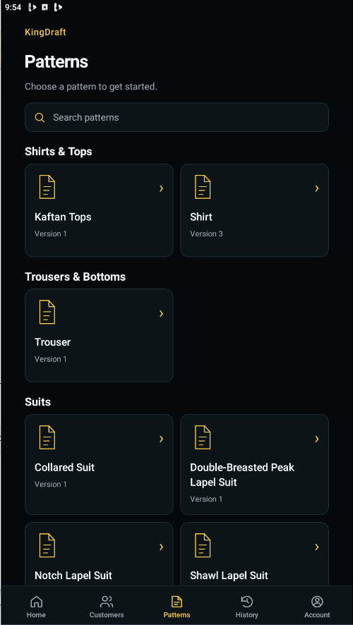 King Draft pattern catalog